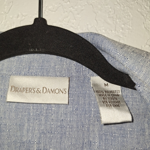 VTG Drapers & Damons Open Front Blue Lightweight Jacket Pockets M 3/4 Sleeve - Picture 7 of 10